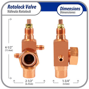 Appli Parts APRV-VA05 Rotolock Valve V05 1-1/4 in x 7/8 in ODF solder connection Universal replacement valve will work for refrigeration and air conditioning systems