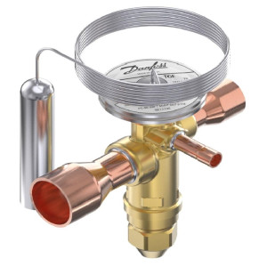 Danfoss 067N6186 21TR Valvula de Expansion Termostatica, TGE, R404A,R507A, 1-1/8x1 3/8 pulg Soldable, ODF, 1/4 pulg Ecualizacion Externa, Bi-flow, -40 a 10 C
