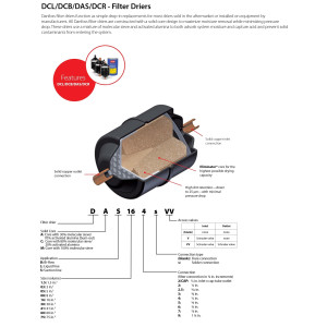 Danfoss 023Z0031 1/2in Liquid Line Refrigerant AC Filter Drier hvac refrigeration ODF 7.1-10.6tons Unidirectional 9in Long 3-1/8in Wide DCL 304S