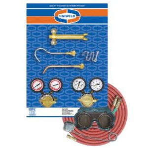 Uniweld KCH Juego Soldadura Profesional Capn Hook Incluye Manilla Soldar / Puntas Soldar / Regulador Oxigeno y Acetileno / Mangueras / Gafas / Encendedor / Llave Tanque / Base y Tanques no incluidos