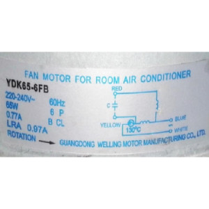 Motor single phase asynchronous YDK65-6FB YKT-65-6-41 RoHS  60w 230v/60hz 202400420701 11002012001019
Fits: ecox MOU-60CRD MOU-60CR midea MOU36CN1MM0W