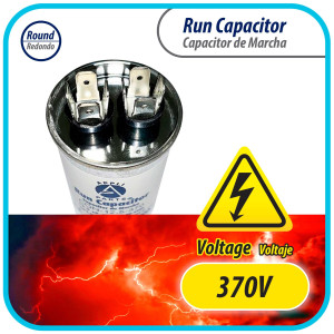 Appli Parts Run Capacitor for ac 12.5 Mfd uF (microfarads) 370VAC CBB65 Round Universal fit for hvac and other applications 3 in High 1-5/8 in Wide CON-12.5-370-R


