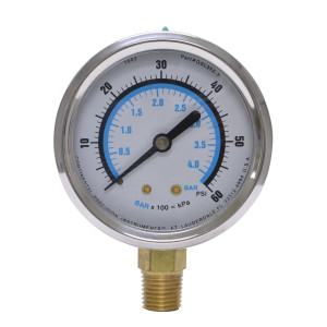 Uniweld GSL312-3 2.5 in Liquid Filled Gauge (Glycerine), 1/4 in NPT Mount, 0-60 psi, 0-4 Bar