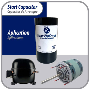 Appli Parts motor start capacitor 80-106 Mfd (microfarads) uF 110-125 VAC universal fit for electric motor applications 1-7/16 in Diameter 2-3/4 in Height CON-88-110
