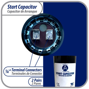 Appli Parts CON-233-110 Capacitor de Arranque 233-280 MFD (microfaradios) uF, 110-125 VAC. Universal para Motores Electricos, condensador de arranque de 3.7 cm de Diametro, 8.6 cm de Alto