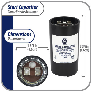 Appli Parts CON-430-110 Capacitor de Arranque 430-516 MFD (microfaradios) uF, 110-125 VAC. Universal para Motores Electricos, condensador de arranque de 4.6 cm de Diametro, 8.6 cm de Alto