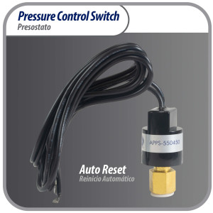 Appli Parts APPS-550450 Hi Pressure control switch R410, Open 550 psi, Close 450 psi, 40 in Cable, SPST, 1/4 SAE female connection, Automatic Reset, universal replacement for Air Conditioning Applications