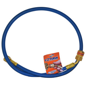 Uniweld EZM3B Manguera Manometro 36 pulg, 90 cm, Azul, Conexiones 1/4 x 5/16, CFC,HCFC,HFC,R410 Ez-Turn Anti-Blowback
