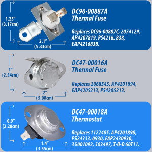 Appli Parts Heating Element Kit DC47-00019AKAP 
Includes: DC47-00019A Heater, DC47-00018A Thermostat, DC96-00887A Fuse, DC47-00016A Fuse