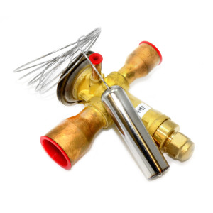 Danfoss 067N2163 18TR Thermostatic expansion valve, TGE, R22,R407C, 7/8x1-1/8 in Solder, ODF, 1/4 in Externally equalized, Bi-flow, -40 to 50 F, replaces 067N2183