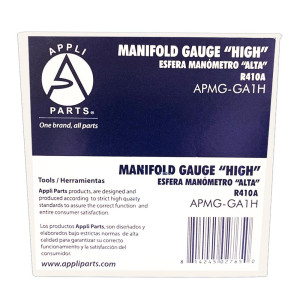 Appli Parts APMG-GA1H High Side 1/4 in SAE R410 Replacement Analog Manifold Gauge, Dual Pressure Kpa/psi Scales, Dual Temperature Fahrenheit/Celsius Scales 