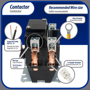 Contactor 1 Polo con Puente de 40 AMP 24 V bobina de repuesto para compresores de CA y aplicaciones electricas UL E476929 Appli Parts modelo APAC-1S4024