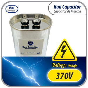 Appli Parts Run Capacitor for ac 20 Mfd uF (microfarads) 370VAC CBB65 Oval Universal fit for hvac and other applications in 2-3/4 in Wide 1-3/4 in Depth 4-1/4 in Height CON-20-370
