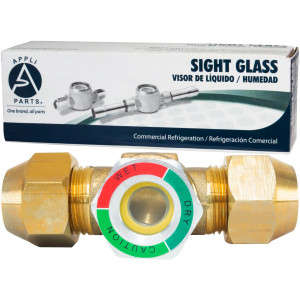 Appli Parts APSG-58 5/8 in Sight Glass and liquid moisture indicator Flare connections with take-apart Body for HVAC/R installations suitable for CFC HCFC HFC refrigerants