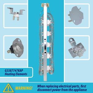 Appli Parts 3387747 Kit Resistencia Secadora 3387747KAP Compatible Kenmore Whirlpool KitchenAid y otras. 1 resistencia 3387747, 1 termostato 279816AP y 1 fusible termico 279973AP y 3392519AP
