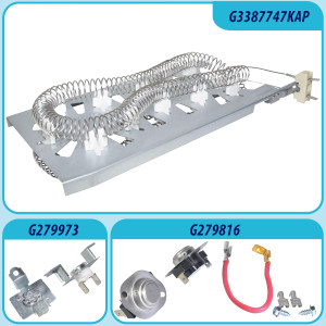 Appli Parts 3387747 Kit Resistencia Secadora 3387747KAP Compatible Kenmore Whirlpool KitchenAid y otras. 1 resistencia 3387747, 1 termostato 279816AP y 1 fusible termico 279973AP y 3392519AP