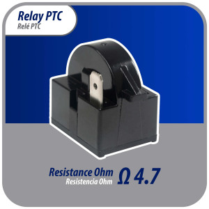 Appli Parts Interruptor de rele para mini nevera de 1 pin 4,7 Ohmnios, 110V, rele de arranque PTC universal, pieza de repuesto para multiples marcas de refrigeradores, enfriadores de vino APSR-4003P