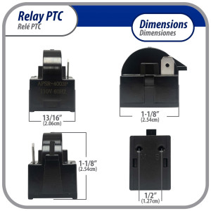 Appli Parts APSR-4003P Mini Fridge relay switch 1 pin 4.7 Ohm 110V Universal PTC Start relay replacement part for multiple brands of refrigerators wine cooler