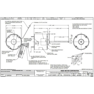 US Motors 3737 1/3 Hp 1075 rpm, 6 polos, 1 eje, TEAO Cerramiento, 1 velocidad, 5.6 diametro, CW, Lead End Reversible 460 V, 60 hz, 1 ph, 7.5 mfd/370 VAC Capacitor K055TDN8453014B