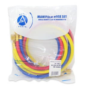 Appli Parts APMG-H72630 72 in Long 1/4 in SAE, 3pcs Refrigerant Hoses for use with HVAC Manifold gauges, Multiple Refrigerant, rated 600-3000psi for Charging and Servicing Refrigeration systems