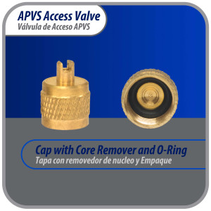 Appli Parts APVS-14143 1/4 in SAE Access Schrader Valve x 1/4 ODF x 3 in Copper Stem with Valve Core and Cap with gasket and core remover for AC and refrigeration systems