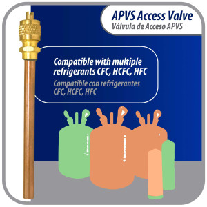 Appli Parts APVS-14143 1/4 in SAE Access Schrader Valve x 1/4 ODF x 3 in Copper Stem with Valve Core and Cap with gasket and core remover for AC and refrigeration systems