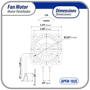 Appli Parts APFM-182E Motor Ventilador 18W Condensador y Evaporador 220V 60Hz 0.5A, Incluye Aspa de Aluminio de 25cm y Base de Montaje, Repuesto Universal para Equipos de Refrigeracion Comercial