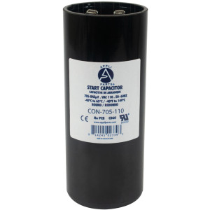 Appli Parts motor start capacitor 705-845 Mfd (microfarads) uF 110-125 VAC universal fit for electric motor applications 1-3/4 in Wide 4-3/8 in Height CON-705-110
