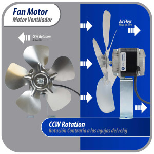 Appli Parts APFM-342E Motor Ventilador 34W Condensador y Evaporador 220V 60Hz 1.2A, Incluye Aspa de Aluminio de 30cm y Base de Montaje, Repuesto Universal para Equipos de Refrigeracion Comercial