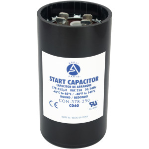 Appli Parts motor start capacitor 378-455 Mfd (microfarads) uF 250 VAC universal fit for electric motor applications 1-3/4 in Diameter 4-3/8 in Height CON-468-250 
