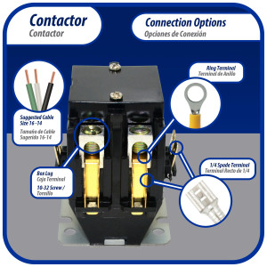 Appli Parts APAC-240240 Contactor 2 Polos 40A 240V Bobina Repuesto para Compresores de CA y Aplicaciones Electricas Certificacion UL E476929 de Trabajo Pesado