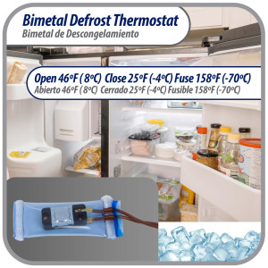 Appli Parts APBT-S4008FP Bimetal Thermostat Asian Type 3 Wire Open 46F and Close 25 F, brown and brown wires, Fuse 158 F, 2plugs, Reference BIM-4008 / Thermodisc