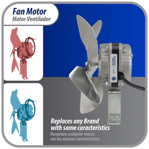 Appli Parts APFM-52E 5W Condenser and Evaporator Fan Motor 220V 60Hz 0.2A, Includes 8in Aluminum Fan Blade and Mounting Base, Universal Replacement for Commercial Refrigeration Units