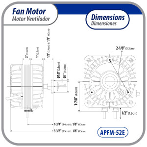 Appli Parts APFM-52E Motor Ventilador 5W para condensador de refrigeracion 220V 60Hz 0.2A 1300rpm Incluye base y Aspa de aluminio de 200mm CCWSE Universal
