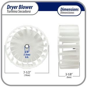 Y303836 Appli Parts Dryer Blower Wheel 303836AP Compatible with DE602, 5306599498, 1245880, 3-12913, 3-3836, 303836, 312913