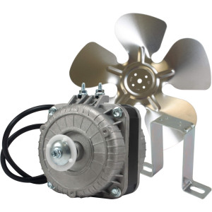 Appli Parts APFM-51E Motor Ventilador 5W Condensador y Evaporador 115V 60Hz 0.4A, Incluye Aspa de Aluminio de 20cm y Base de Montaje, Repuesto Universal para Equipos de Refrigeracion Comercial