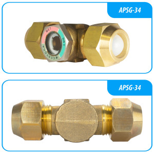 Appli Parts APSG-34 3/4 in Sight Glass and liquid moisture indicator Flare connections with take-apart Body for HVAC/R installations suitable for CFC HCFC HFC refrigerants