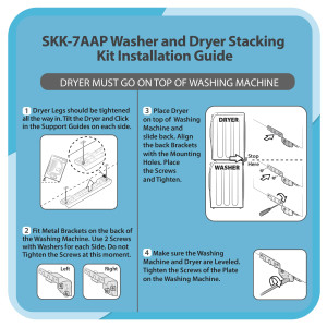 SKK-7A Appli Parts Kit de Montaje para Lavadora Secadora Samsung de 27 pulg Carga Frontal, Modelo SKK-7AAP, compatible con SKK-7A, SK-5A Y SK-5AXAA