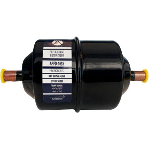 Appli Parts APFD-163S 3/8 in Liquid Line Refrigerant AC Filter Drier hvac Refrigeration 163S ODF Sweat Solder connection universal unidirectional 7in long 3in wide