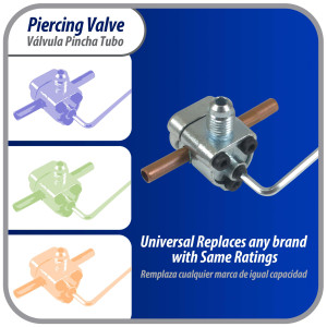 Appli Parts APT-PV210 1/4, 5/16, 3/8 in Bullet Piercing Valve kit with tube size adapters and gasket for small refrigeration systems with 1/4 in SAE Service Port