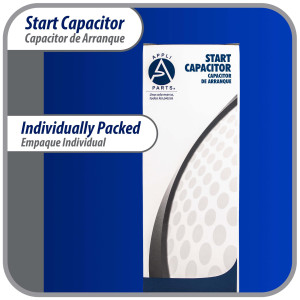 Appli Parts motor start capacitor 130-156 Mfd (microfarads) uF 110-125 VAC universal fit for electric motor applications 1-7/16 in Diameter 2-3/4 in Height CON-130-110

