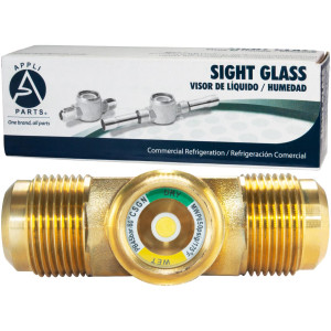 Appli Parts APSG-34A 3/4 in Sight Glass and liquid moisture indicator Flare connections with Solid Body for HVAC/R installations suitable for CFC HCFC HFC refrigerants