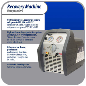 Appli Parts APRRM-11 1 Hp Refrigerant Recovery Machine for hvac freon reclaim 110 V, 60 Hz ,Portable Universal application works with multiple refrigerant includes filter drier and hose