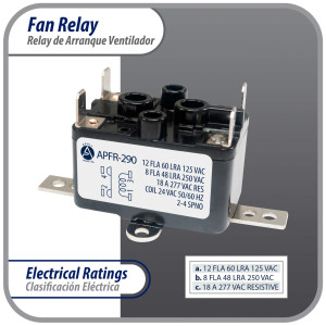 Appli Parts APFR-290 90-290, 24 VAC Coil, Heavy Duty Switching Fan Relay, SPST Normally Open AC and heating Furnace blower relay Universal fit multi position bracket