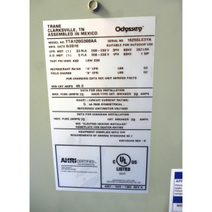Unidad Cond. Descarga Vertical 120.000btu R410 208-230v/60hz/3ph Trane Tta120g300a