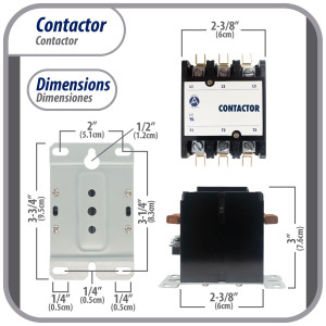 Appli Parts APAC-330240 Contactor 3 Polos 30A 240V Bobina Repuesto para Compresores de CA y Aplicaciones Electricas Certificacion UL E476929 de Trabajo Pesado