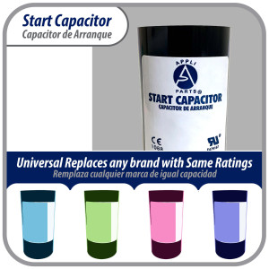 Appli Parts CON-230-250 Motor Start Capacitor 233-280 MFD uF, 250 VAC. Universal for Electric Motor Applications, 1.75 in Wide, 3.38 in Height