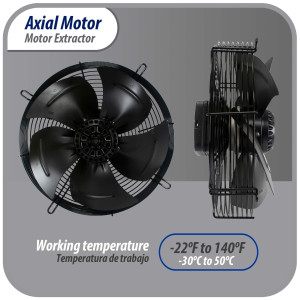 Appli Parts AXF-250 9-7/8 in Axial Fan Motor Guard Mounted Fan Blade 220 V, 1 Ph, 50-60 Hz, 70 W, 1590 rpm, Universal replacement for Cold Room Evaporators, Condensing Units, Work Temp -22F to 140F