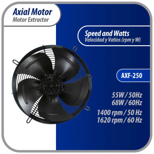 Appli Parts AXF-250 9-7/8 in Axial Fan Motor Guard Mounted Fan Blade 220 V, 1 Ph, 50-60 Hz, 70 W, 1590 rpm, Universal replacement for Cold Room Evaporators and Condensing Units, Work Temp -22 F to 140 F 