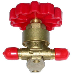 Appli Parts APSV-14 Valvula de Paso 1/4 pulg SAE Flare Rosca, para sistemas de refrigeracion, aire acondicionado y calefaccion, con cuerpo de bronce macizo